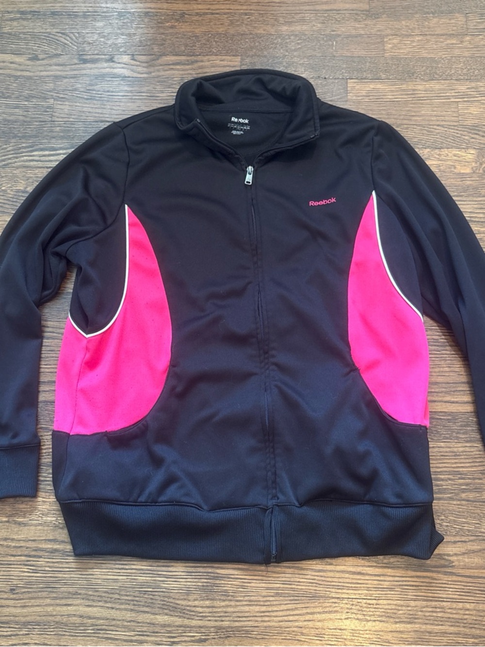 Reebok Black and Pink Full-Zip Track Jacket